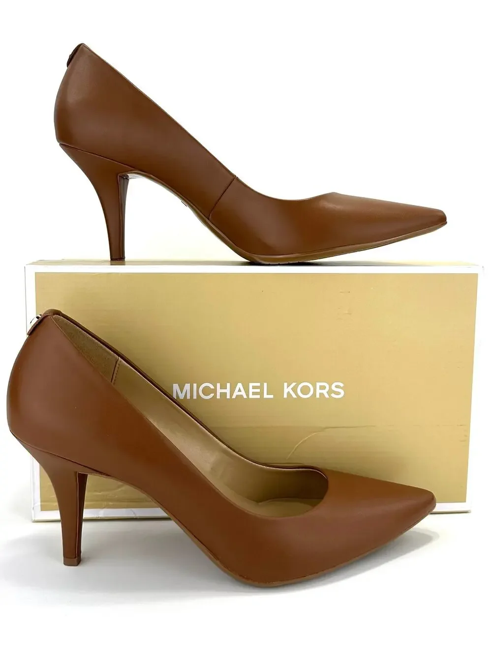 Michael Kors Dorothy Flex Pump Sz 11 Rich Luggage/Brown Color Stiletto Heels New